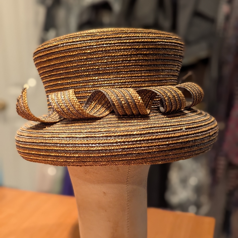 Eric Javits Gold Braided Straw Dress Hat